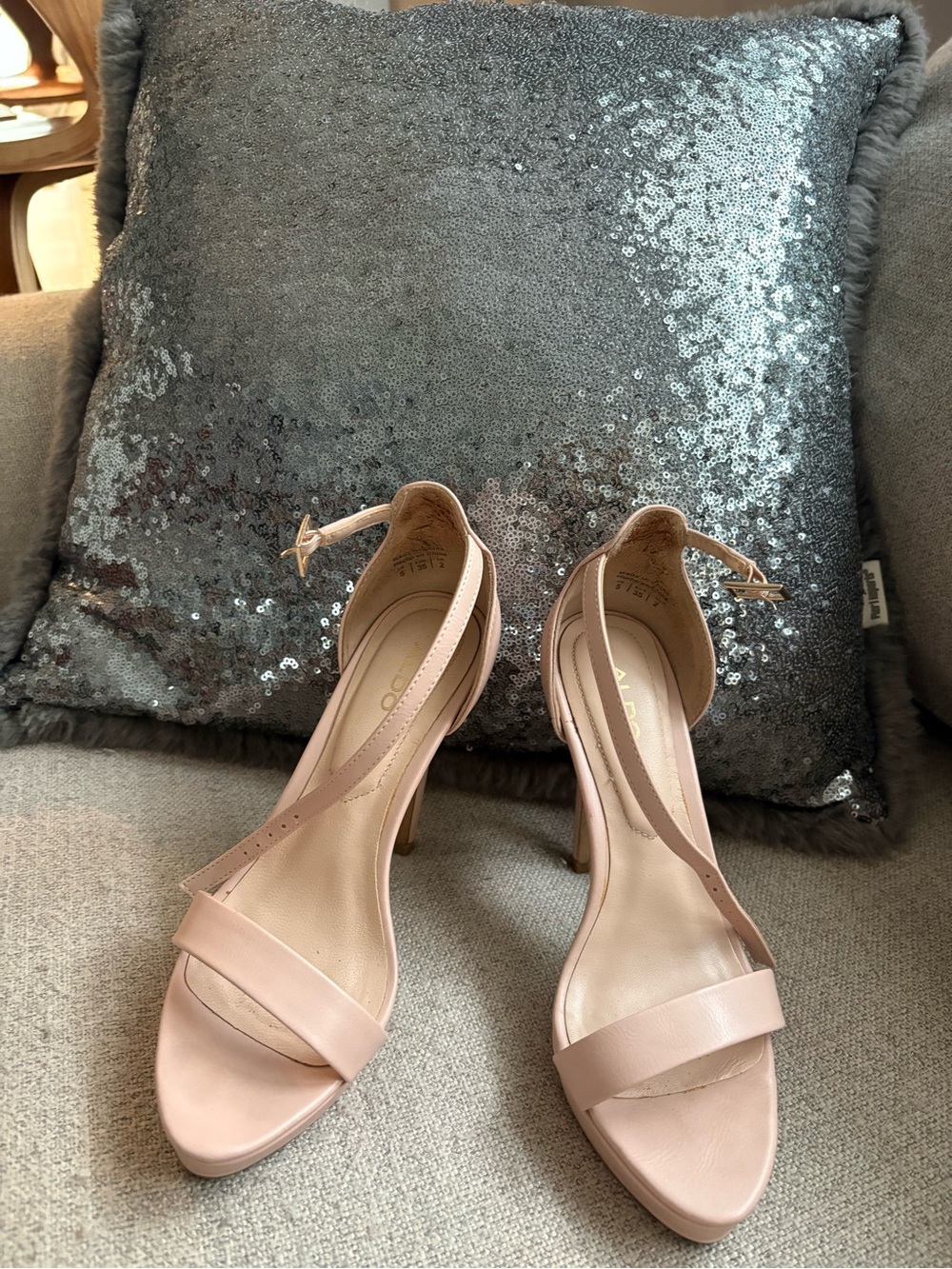 Aldo Blush Pink Ankle-Strap Heeled Sandals